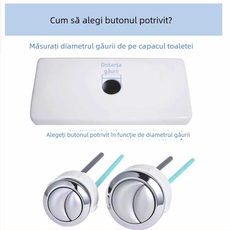 Buton de spălare pentru toaletă, universal pentru rezervor, ABS, Kunwu, compatibil cu American Standard, Geboli, Toto, Kohler, stil modern minimalist, apăsați pentru funcționare