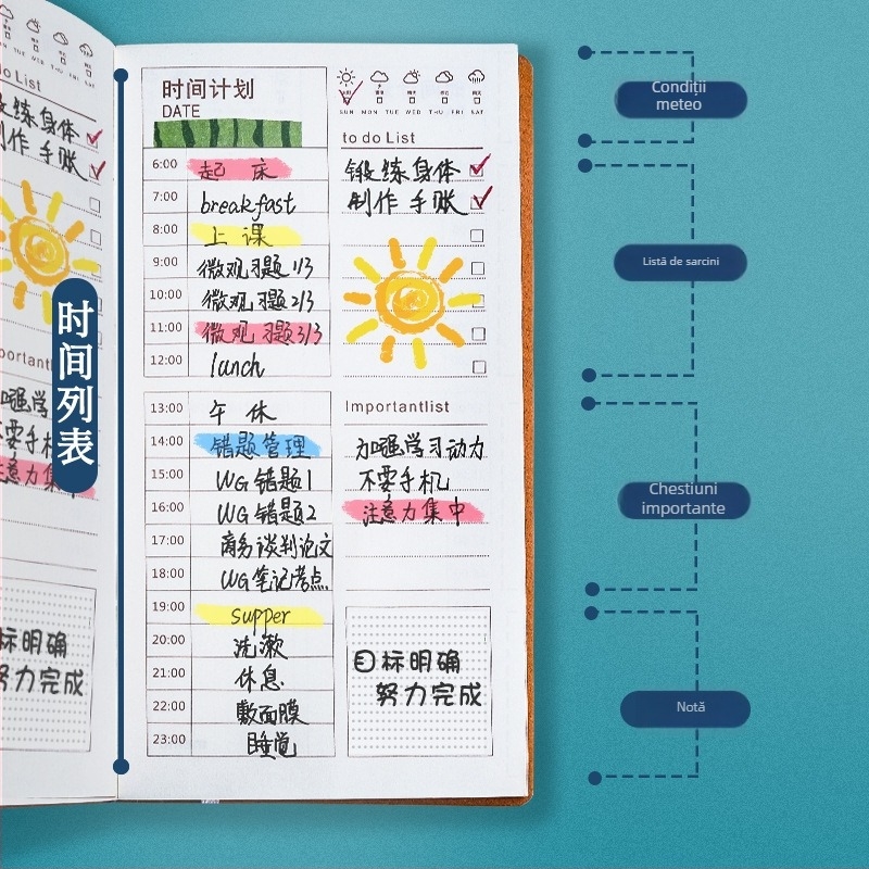 Zhengcai 4320 carnet de notițe cu copertă din piele artificială, legare lipită, Daolin hârtie 80gsm, 100 pagini