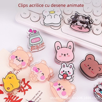 Clip acrilic pentru agendă, dublufață, accesorii desen animate pentru planer