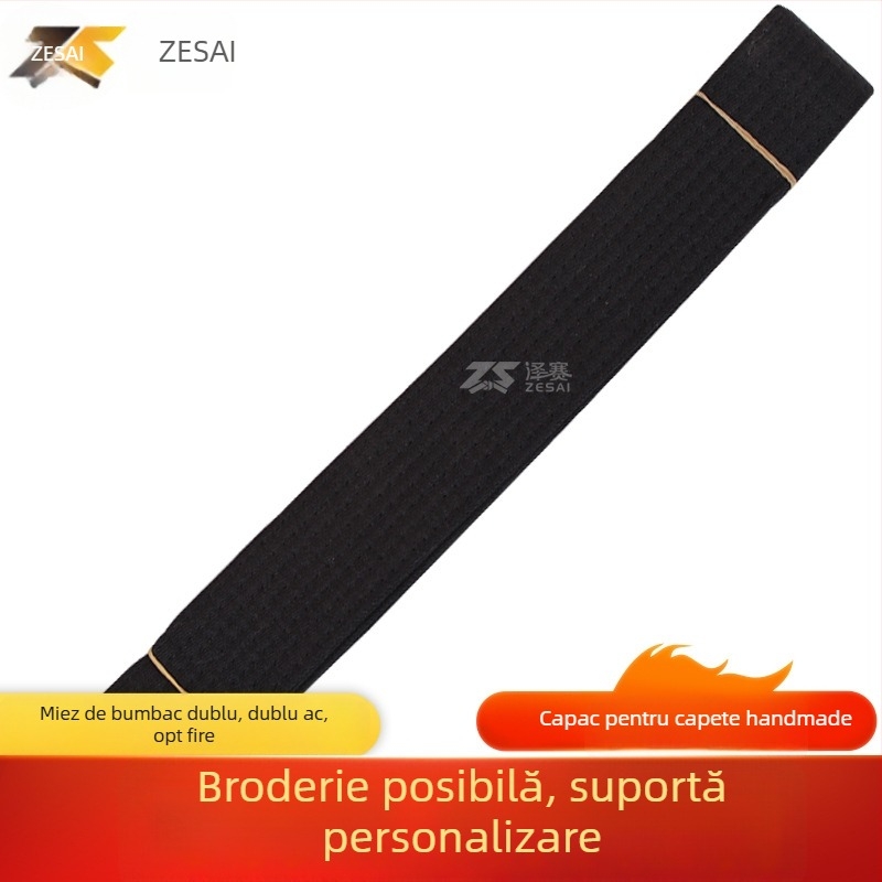 Bandă pentru karate și taekwondo cu broderie, material din amestec de bumbac, căptușeală din bumbac, lungime reglabilă, pentru antrenamente și examene în arte marțiale