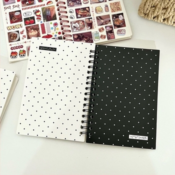 Caiet cu blocuri color pe ambele părți și buline, cu foi detașabile, copertă din PVC, hârtie cu dublă acoperire, 80 g/m², 1–50 pagini, stil minimalist nostalgic retro japonez-coreean