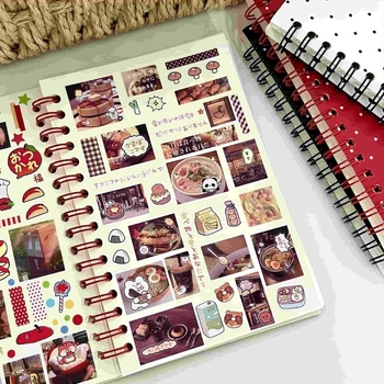 Caiet cu blocuri color pe ambele părți și buline, cu foi detașabile, copertă din PVC, hârtie cu dublă acoperire, 80 g/m², 1–50 pagini, stil minimalist nostalgic retro japonez-coreean