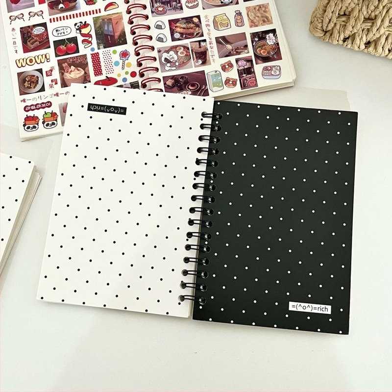 Caiet cu blocuri color pe ambele părți și buline, cu foi detașabile, copertă din PVC, hârtie cu dublă acoperire, 80 g/m², 1–50 pagini, stil minimalist nostalgic retro japonez-coreean