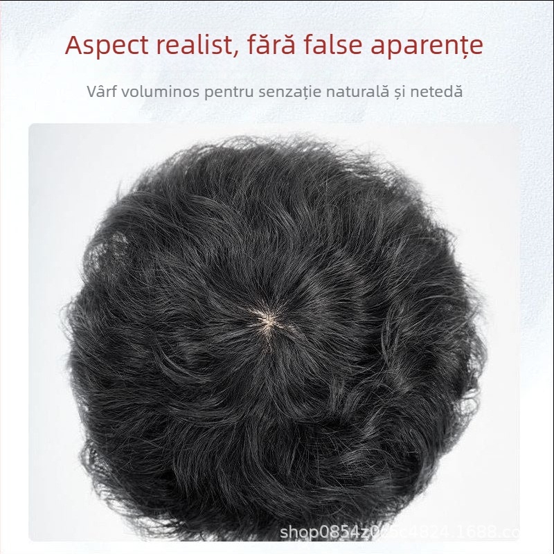 Perucă pentru femei, păr natural uman, scurt bucle, aspect natural, breton drept sau înclinat