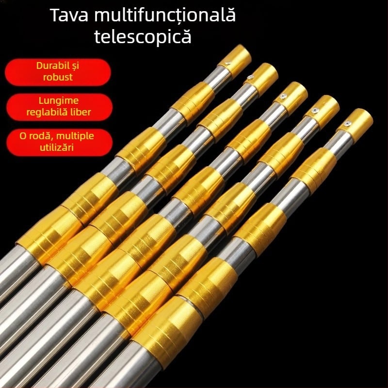 Tijă telescopică din oțel inoxidabil pentru cules fructe, cu secțiuni multiple