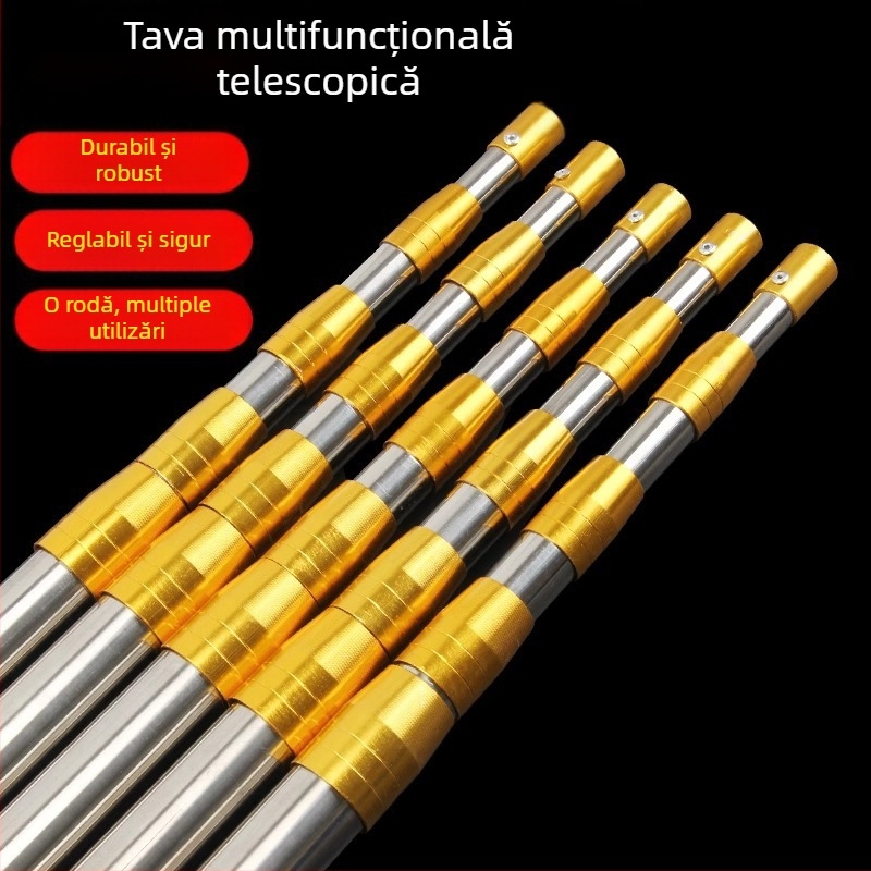 Tijă telescopică din oțel inoxidabil pentru cules fructe, cu secțiuni multiple