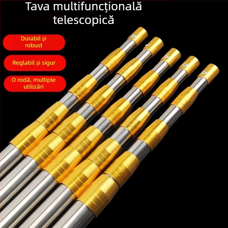 Tijă telescopică din oțel inoxidabil pentru cules fructe, cu secțiuni multiple