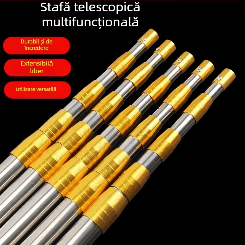 Tijă telescopică din oțel inoxidabil pentru cules fructe, cu secțiuni multiple