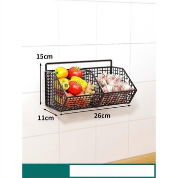 Raft de bucătărie montat pe perete pentru ceapă, ghimbir și usturoi — oțel carbon, fără găuri, multifuncțional, suport de perete cu coș de scurgere, stil Nordic