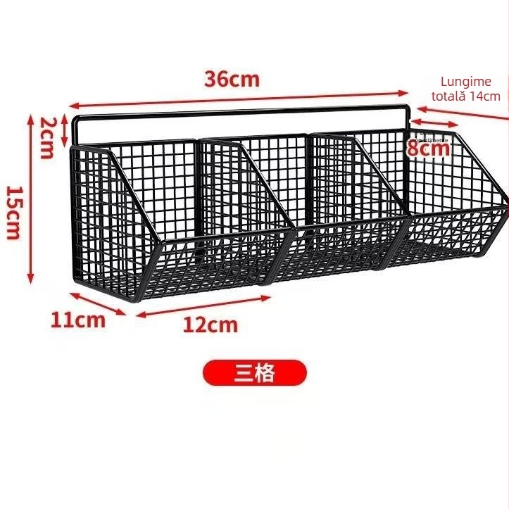 Raft de bucătărie montat pe perete pentru ceapă, ghimbir și usturoi — oțel carbon, fără găuri, multifuncțional, suport de perete cu coș de scurgere, stil Nordic