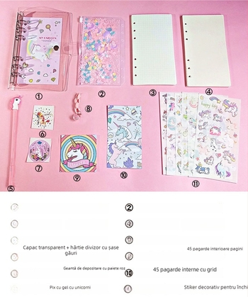 Caiet ZK025, cu legătură cu foi detașabile, copertă PVC, hârtie forestieră, 140 g/m²