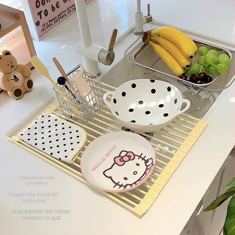 Raft de drenaj din silicon pentru vase – pliabil, montaj pe perete, stil modern minimalist