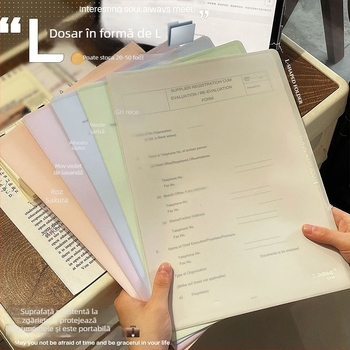 Dosar în formă L pentru A4, plastic, organizator multi-pagină, format A4, grosime placă 1 mm, lățime spate 220 mm