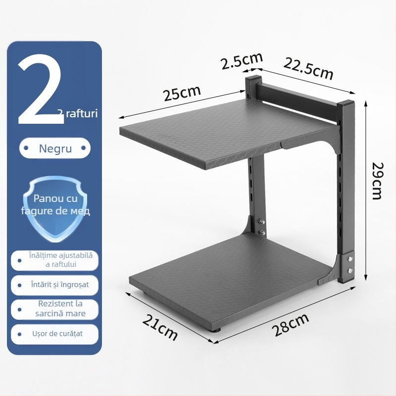Raft de depozitare pliabil pentru blat de bucătărie cu spații pentru capace și boluri – multipurpose, portabil, fără montaj, oțel carbon