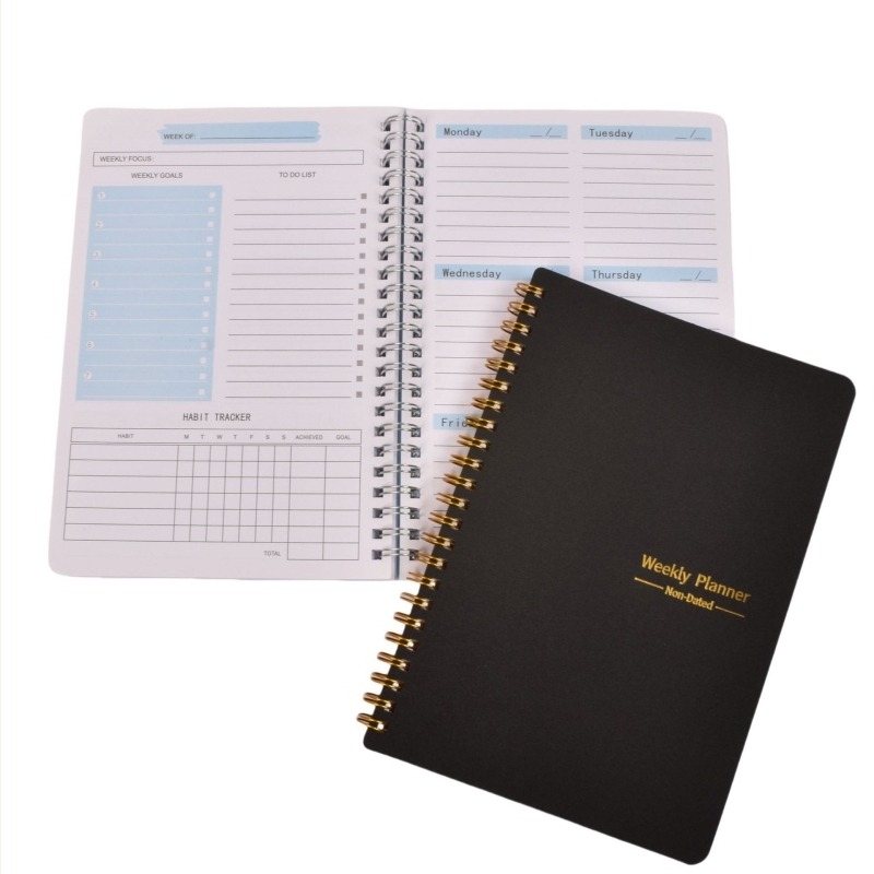 Bloc de notițe cu legare prin spirală și copertă PP, hârtie din pulpă de lemn, 50–100 pagini, stil office, brand Junnuohao