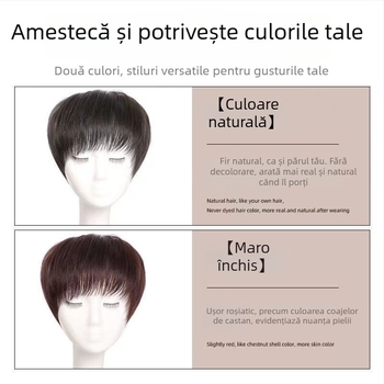 Piesă de păr pentru vârful capului, aspect natural, păr real uman, perucă scurtă buclată, acoperă părul gri