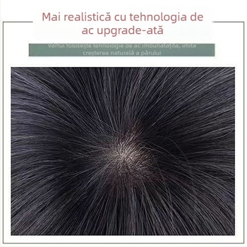 Piesă de păr pentru vârful capului, aspect natural, păr real uman, perucă scurtă buclată, acoperă părul gri