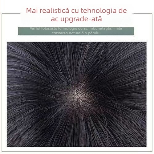 Piesă de păr pentru vârful capului, aspect natural, păr real uman, perucă scurtă buclată, acoperă părul gri