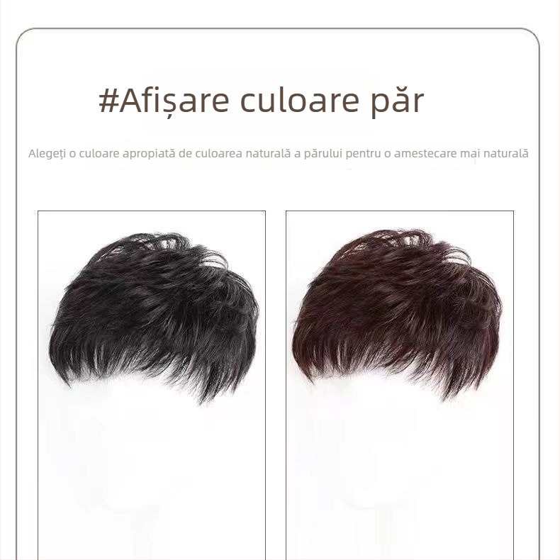 Piesă de păr pentru vârful capului, aspect natural, păr real uman, perucă scurtă buclată, acoperă părul gri