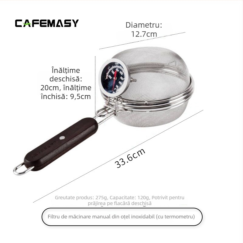 Prăjitor de cafea manual cu filtru din plasă din oțel inoxidabil – stil modern minimalist, pentru cafenea, personalizabil, mărci private licențiate