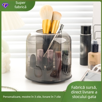 Organizator din acril pentru pensule de machiaj cu capac, pentru birou, model 6390