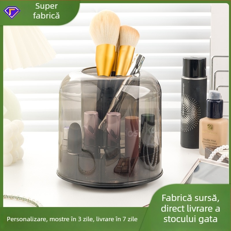 Organizator din acril pentru pensule de machiaj cu capac, pentru birou, model 6390