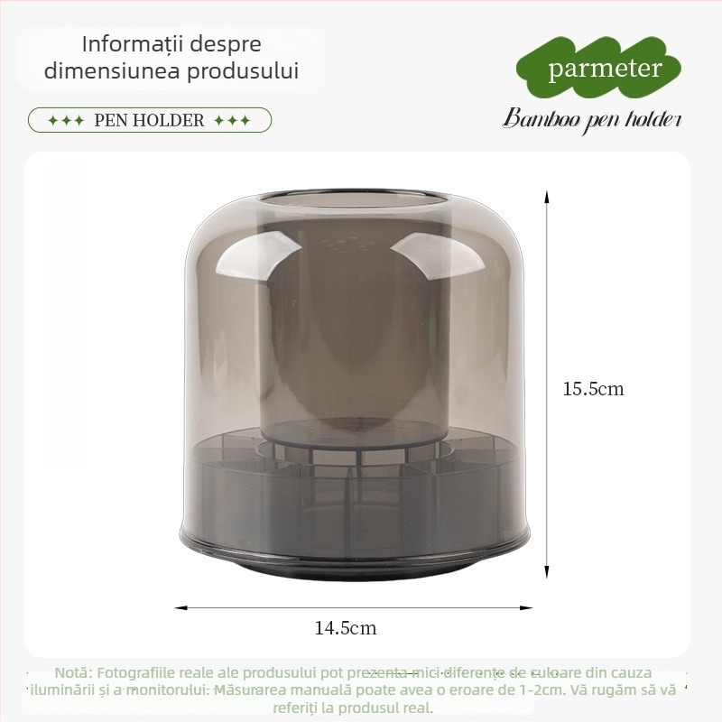 Organizator din acril pentru pensule de machiaj cu capac, pentru birou, model 6390