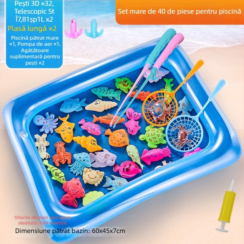 Set de pescuit cu inducție magnetică, educațional pentru 4–6 ani, îmbunătățește coordonarea mână-occhi și interacțiunea părinte-copil — Double Shell
