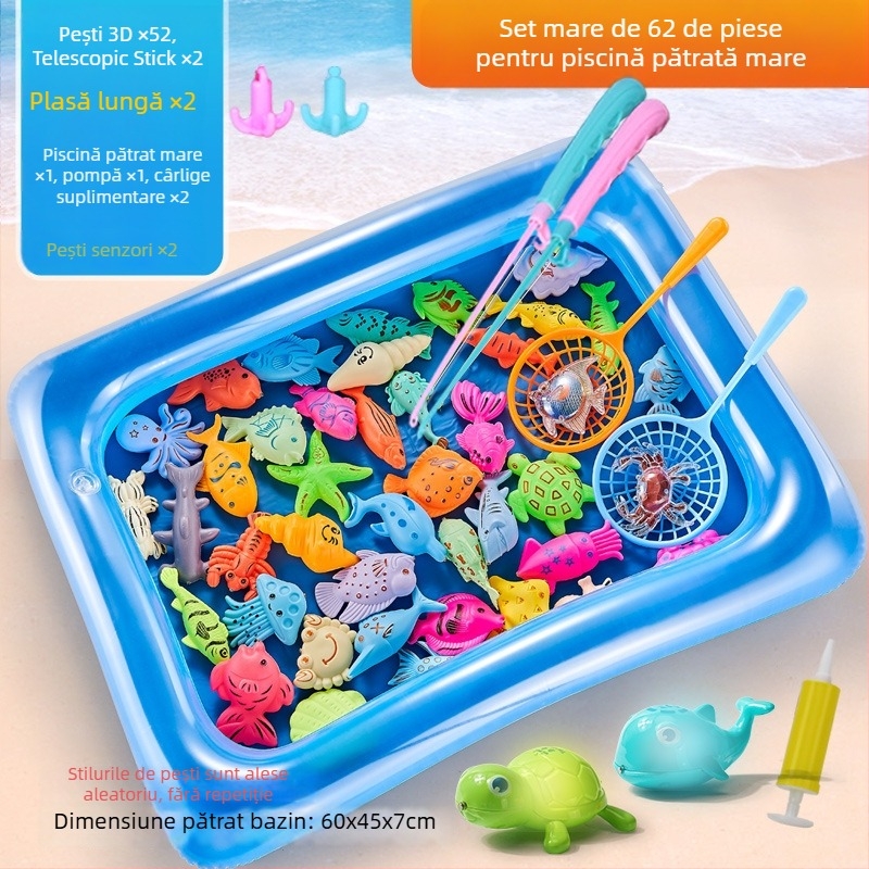 Set de pescuit cu inducție magnetică, educațional pentru 4–6 ani, îmbunătățește coordonarea mână-occhi și interacțiunea părinte-copil — Double Shell