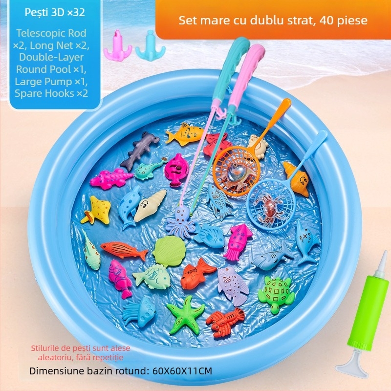 Set de pescuit cu inducție magnetică, educațional pentru 4–6 ani, îmbunătățește coordonarea mână-occhi și interacțiunea părinte-copil — Double Shell