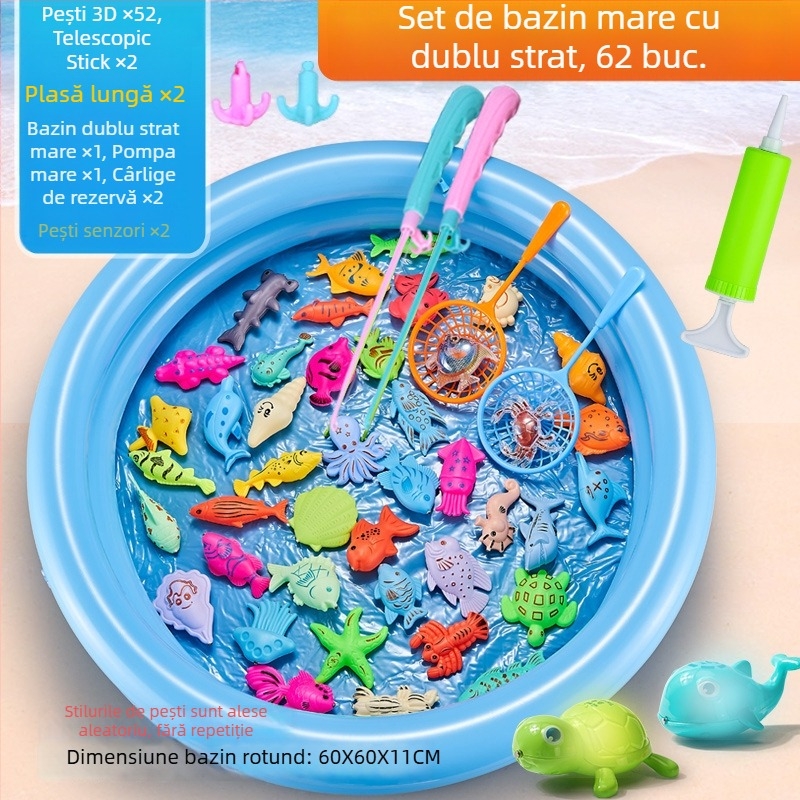 Set de pescuit cu inducție magnetică, educațional pentru 4–6 ani, îmbunătățește coordonarea mână-occhi și interacțiunea părinte-copil — Double Shell