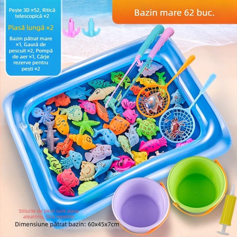 Set de pescuit cu inducție magnetică, educațional pentru 4–6 ani, îmbunătățește coordonarea mână-occhi și interacțiunea părinte-copil — Double Shell