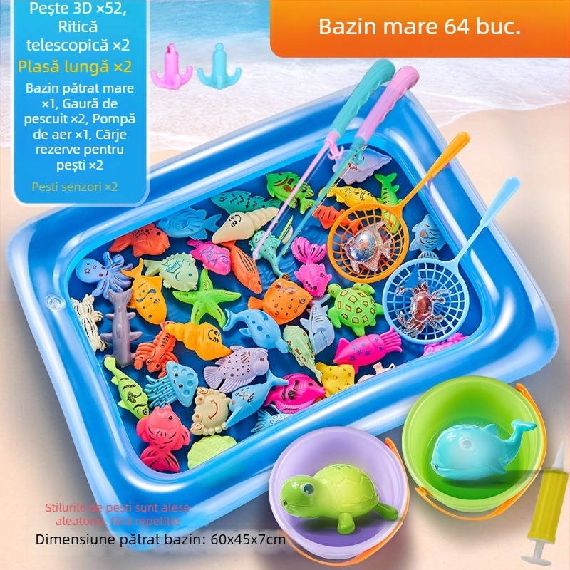 Set de pescuit cu inducție magnetică, educațional pentru 4–6 ani, îmbunătățește coordonarea mână-occhi și interacțiunea părinte-copil — Double Shell