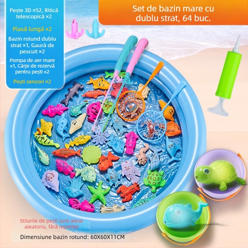 Set de pescuit cu inducție magnetică, educațional pentru 4–6 ani, îmbunătățește coordonarea mână-occhi și interacțiunea părinte-copil — Double Shell