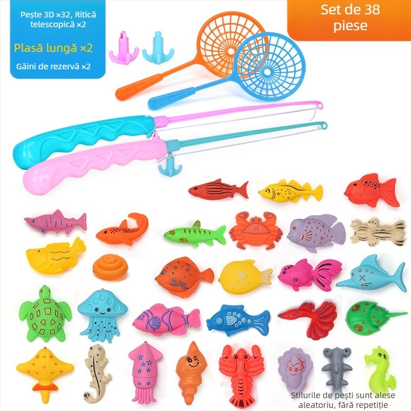 Set de pescuit cu inducție magnetică, educațional pentru 4–6 ani, îmbunătățește coordonarea mână-occhi și interacțiunea părinte-copil — Double Shell