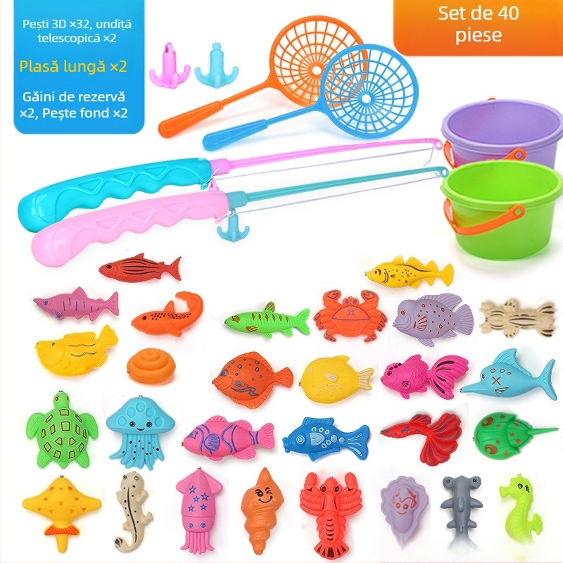 Set de pescuit cu inducție magnetică, educațional pentru 4–6 ani, îmbunătățește coordonarea mână-occhi și interacțiunea părinte-copil — Double Shell