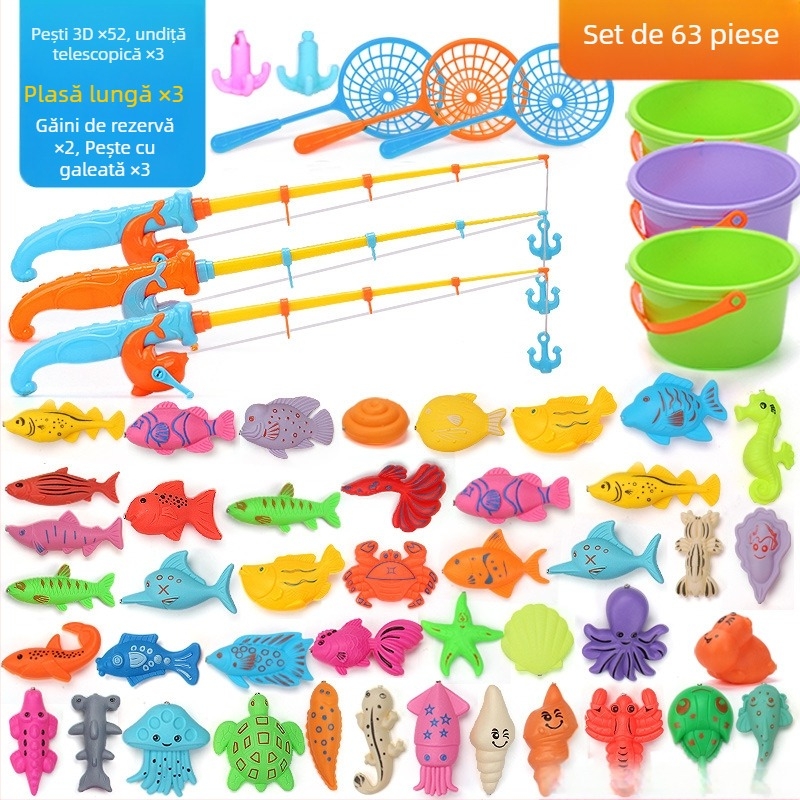 Set de pescuit cu inducție magnetică, educațional pentru 4–6 ani, îmbunătățește coordonarea mână-occhi și interacțiunea părinte-copil — Double Shell