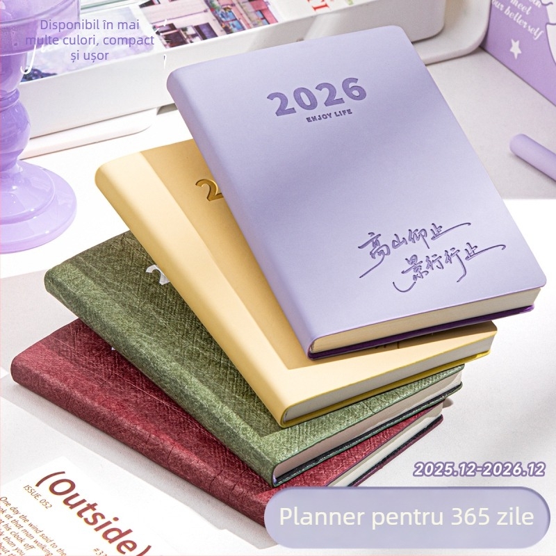 Blocnotes Four Seasons: planificator de buzunar portabil pentru 2026, stil minimalist, hârtie Dowling, 65 g, 100–200 de pagini, legare cu șnur și adeziv