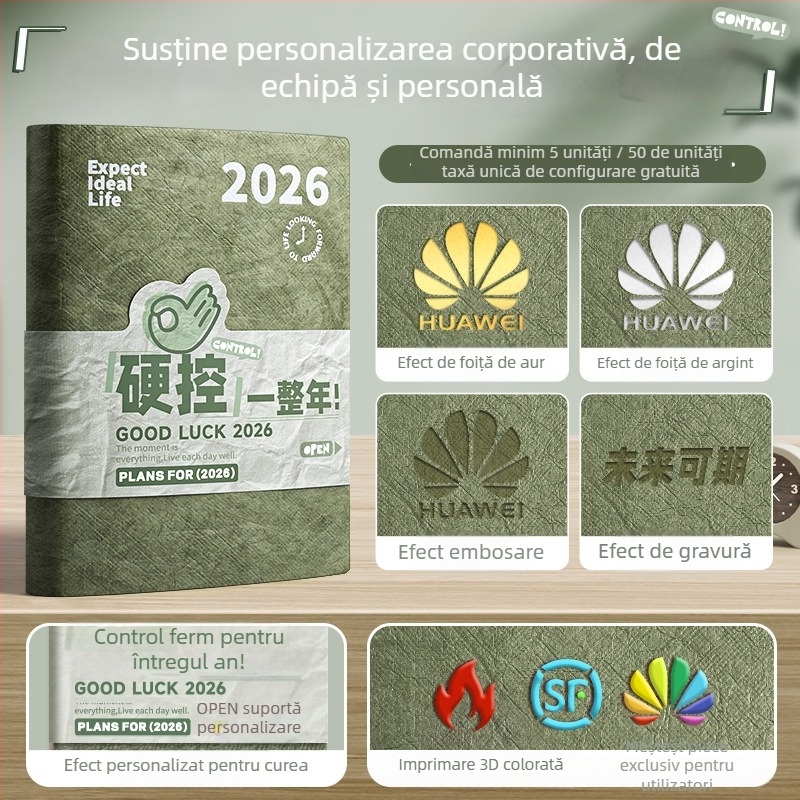 Blocnotes Four Seasons: planificator de buzunar portabil pentru 2026, stil minimalist, hârtie Dowling, 65 g, 100–200 de pagini, legare cu șnur și adeziv