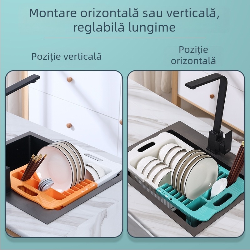 Raft de drenaj pentru vase din plastic, extensibil, depozitare farfurii și boluri, stil modern minimalist, Shihui, lansat în 2022