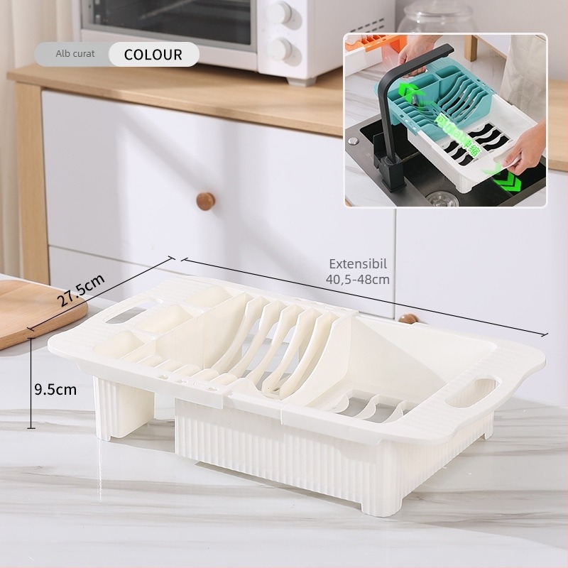 Raft de drenaj pentru vase din plastic, extensibil, depozitare farfurii și boluri, stil modern minimalist, Shihui, lansat în 2022