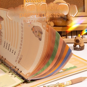 Agenda de colegi cu animale desenate — hârtie originală din pulpă, legare cu foi detașabile, imprimare logo disponibilă, cadou potrivit