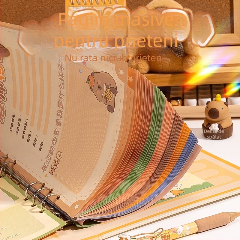 Agenda de colegi cu animale desenate — hârtie originală din pulpă, legare cu foi detașabile, imprimare logo disponibilă, cadou potrivit