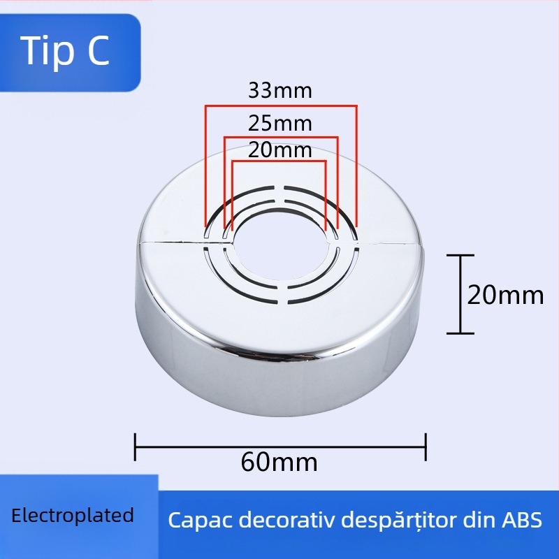 Capac decorativ pentru robinet unghiular de duș — Material ABS, Stil Lux ușor, Personalizabil, Compatibil cu etichetă privată