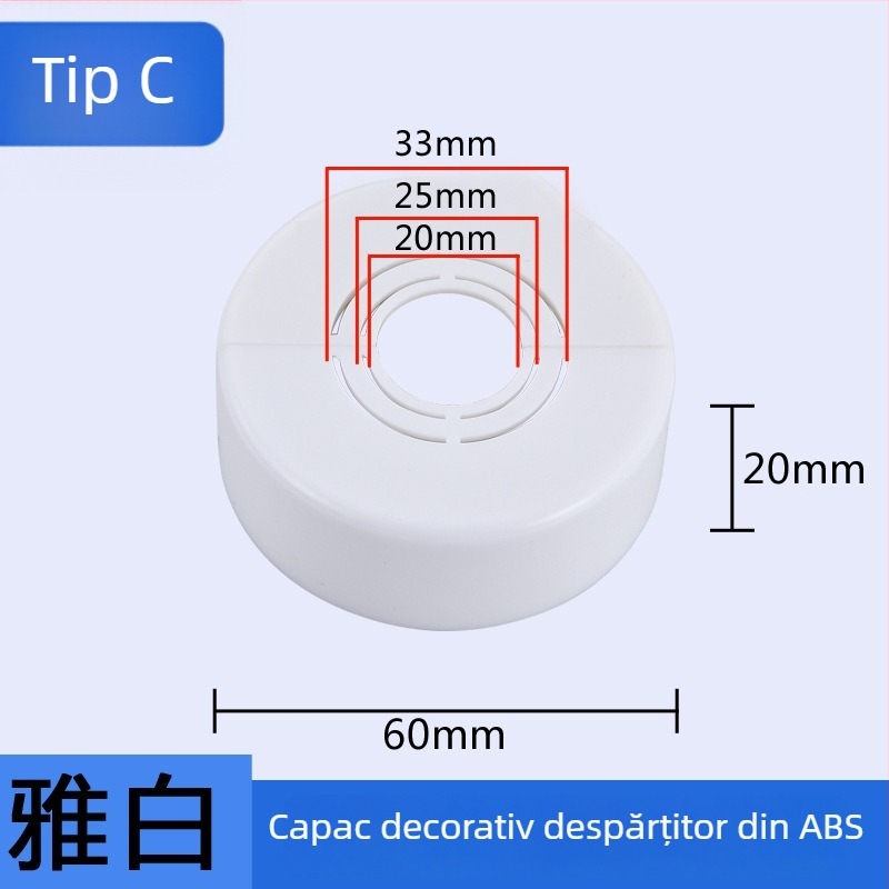 Capac decorativ pentru robinet unghiular de duș — Material ABS, Stil Lux ușor, Personalizabil, Compatibil cu etichetă privată