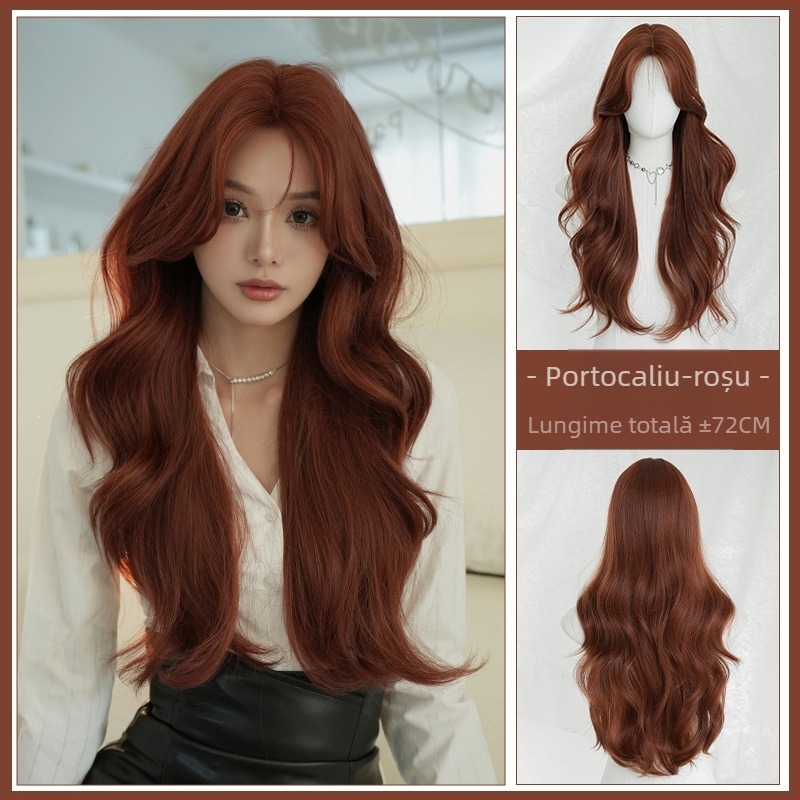 Perucă lungă bucle, din fibre rezistente la temperatură, parte centrală, model C-0448