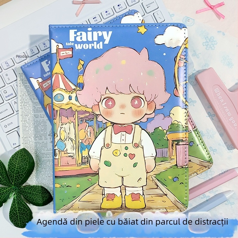 Caiet cu copertă PU, legare cu adeziv, 100–200 pagini, hârtie din pulpă de lemn, stil desen animat drăguț