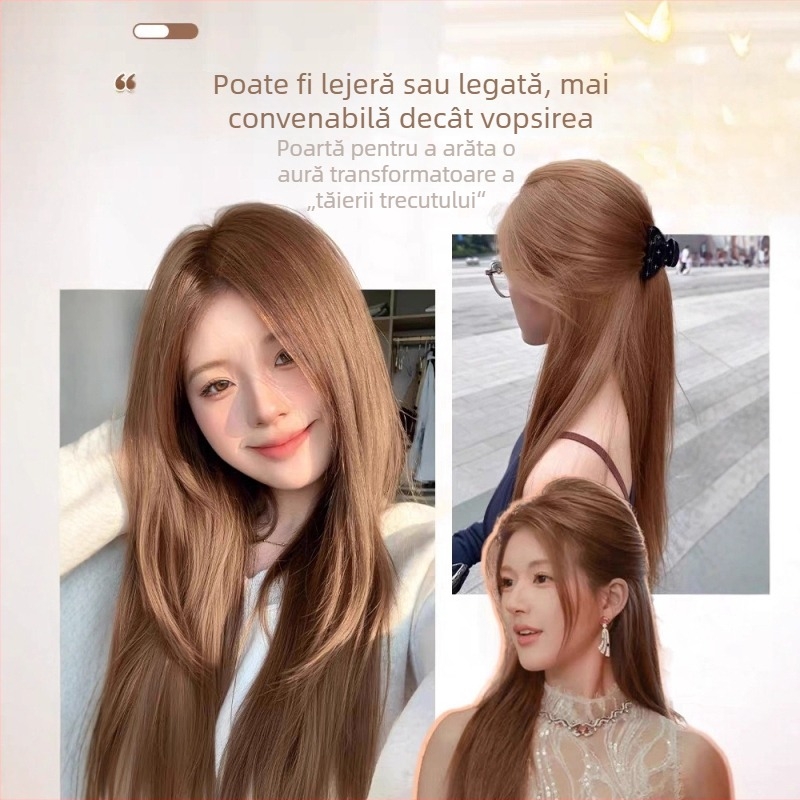 Perucă pentru femei, completă — stil natural lung drept; fibre rezistente la temperaturi înalte; mecanism de fabricație; crește volumul părului