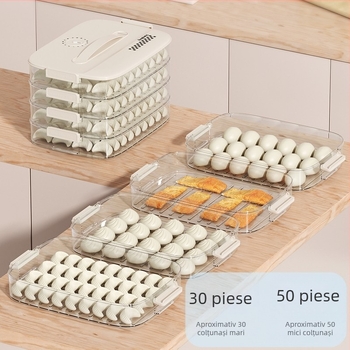 Cutie de depozitare pentru găluște și wonton, din plastic alimentar, sigilată, portabilă