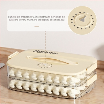 Cutie de depozitare pentru găluște și wonton, din plastic alimentar, sigilată, portabilă